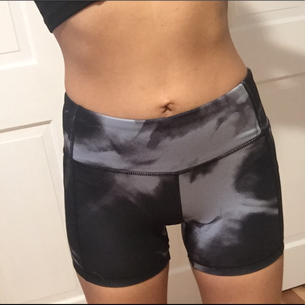 Gray and black active shorts